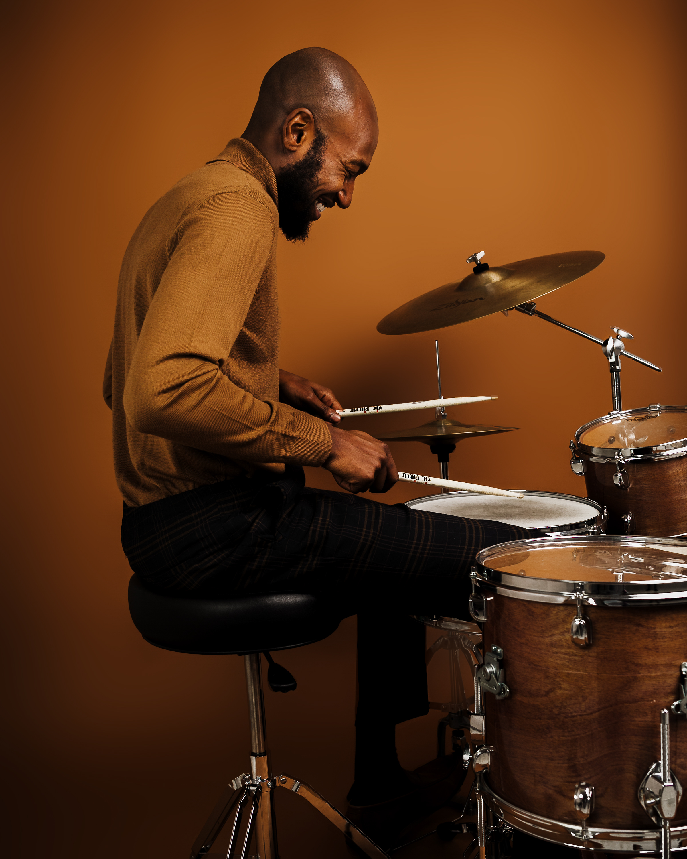 Brandon Mitchell playing drums