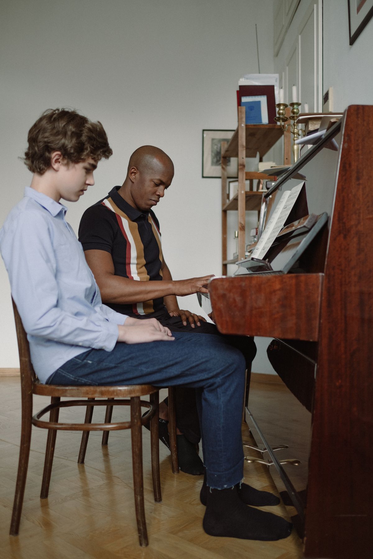 Youth student in a private piano lesson